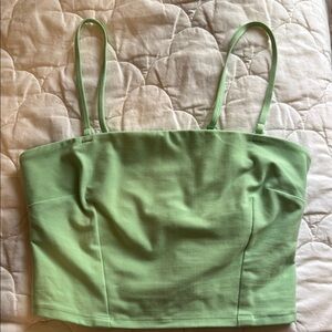 ALO Yoga Green Fitted Crop Camisole